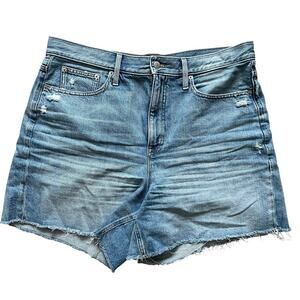 J.Crew Factory Women’s Denim Cutoff Shorts Sz 33 Distressed Raw Hem High Rise